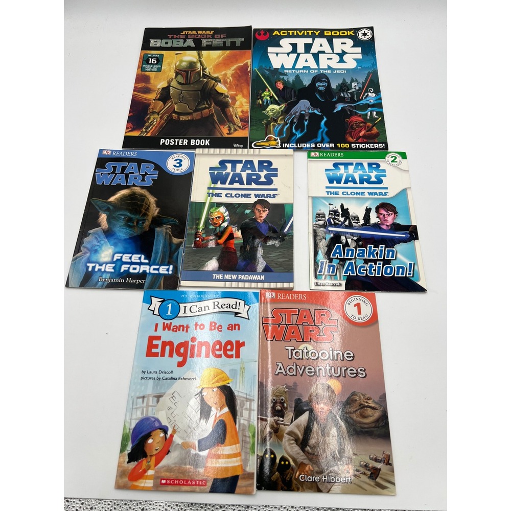Star Wars Kids Book Lot 11pc DK Readers Sound Books Boba Fett Poster Activity